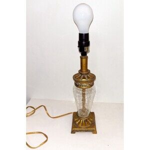 Berman Table Lamp Crackled Glass Gold Tone